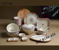 Bộ bát đĩa men tiêu cúc cát tường gốm Bát Tràng-03