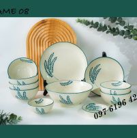 Bộ bát đĩa quà tặng họa tiết lá me