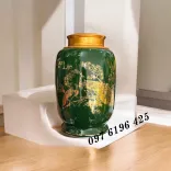 Lọ đựng trà màu xanh lá, công tài lộc vàng kim