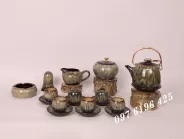 Bộ trà hỏa biến nham thạch nâu dáng siêu