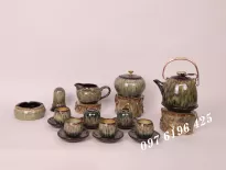 Bộ trà hỏa biến nham thạch nâu dáng siêu