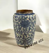 Bình gốm khắc hoa dây