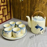 Bộ ấm tích men tiêu vẽ cá