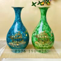 Lọ tỳ bà vẽ vàng vân đá xanh