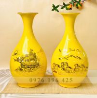 Lọ tỳ bà men sứ vàng cao 42cm