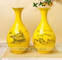 Lọ tỳ bà men sứ vàng cao 42cm