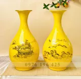 Lọ tỳ bà men sứ vàng cao 42cm
