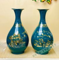 Lọ tỳ bà vẽ vàng Bát Tràng cao 42cm