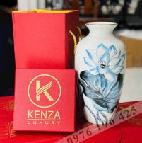 Lọ hoa quà tặng vẽ sen 3D