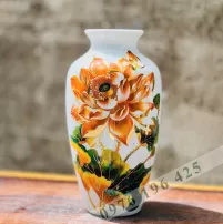 Lọ hoa vẽ sen 3D vàng kim