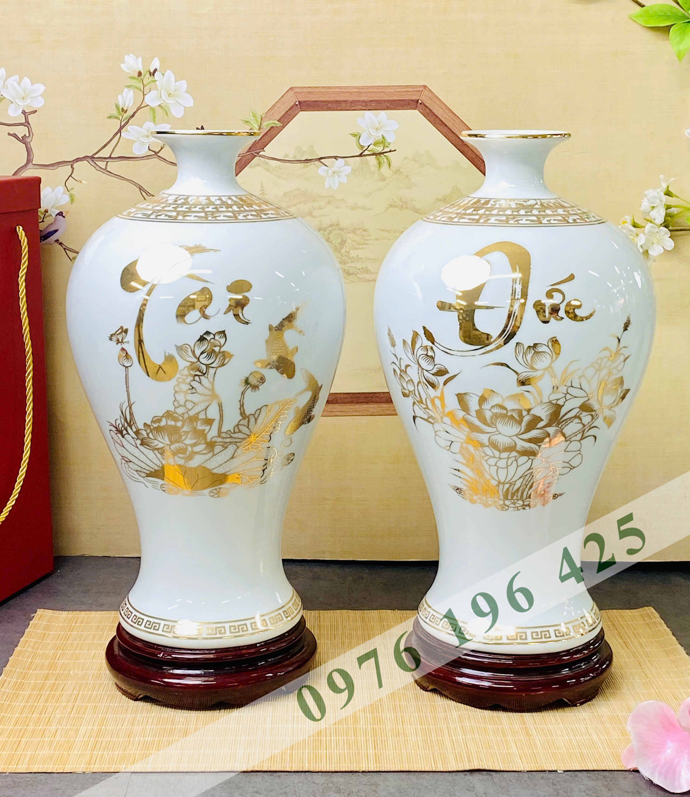 Mai bình tích lộc vẽ vàng 2