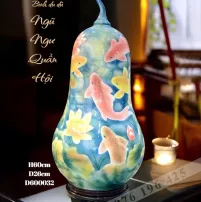 Bình gốm phong thủy quả đu đủ ngũ ngư quần hội