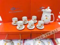 Bộ bình nước gốm Bát Tràng in logo FPT