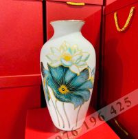 Lọ hoa quà tặng Bát Tràng hoa sen 3D