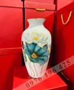Lọ hoa quà tặng Bát Tràng hoa sen 3D