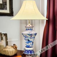 Đèn ngủ để bàn vai ngang- gốm men lam