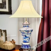 Đèn ngủ để bàn vai ngang- gốm men lam