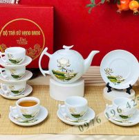 Bộ trà Bát Tràng sen vàng kim