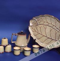 Bộ trà hỏa biến vai ngang màu be vàng kèm khay