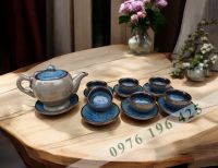 Bộ trà hỏa biến Bát Tràng lòng xanh huyền ngọc