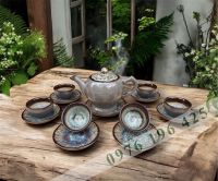 Bộ trà hỏa biến Bát Tràng lòng nâu huyền ngọc