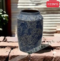 Lọ hoa Bát Tràng dáng thạp vẽ cúc