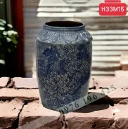 Lọ hoa Bát Tràng dáng thạp vẽ cúc