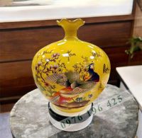 Bình hút tài lộc vẽ vàng miệng lượn vinh hoa phú quý , màu vàng