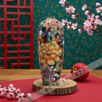 Lọ hoa Bát Tràng dáng bom khắc ngàn hoa