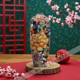 Lọ hoa Bát Tràng dáng bom khắc ngàn hoa
