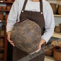 Bình gốm Bát Tràng dáng chum méo