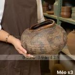 Bình gốm Bát Tràng dáng vò méo