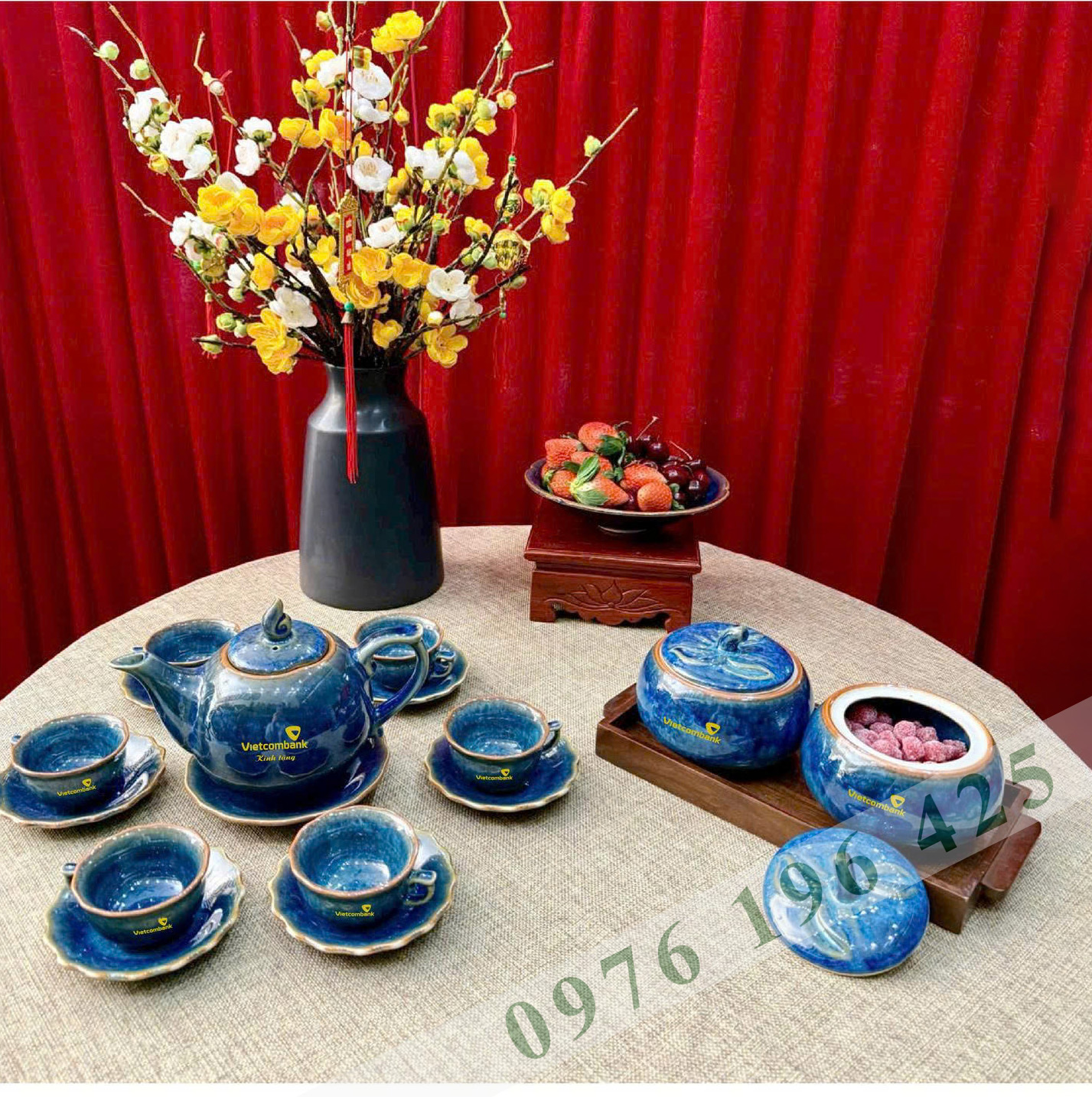 Bộ trà men hỏa biến in logo Vietcombank