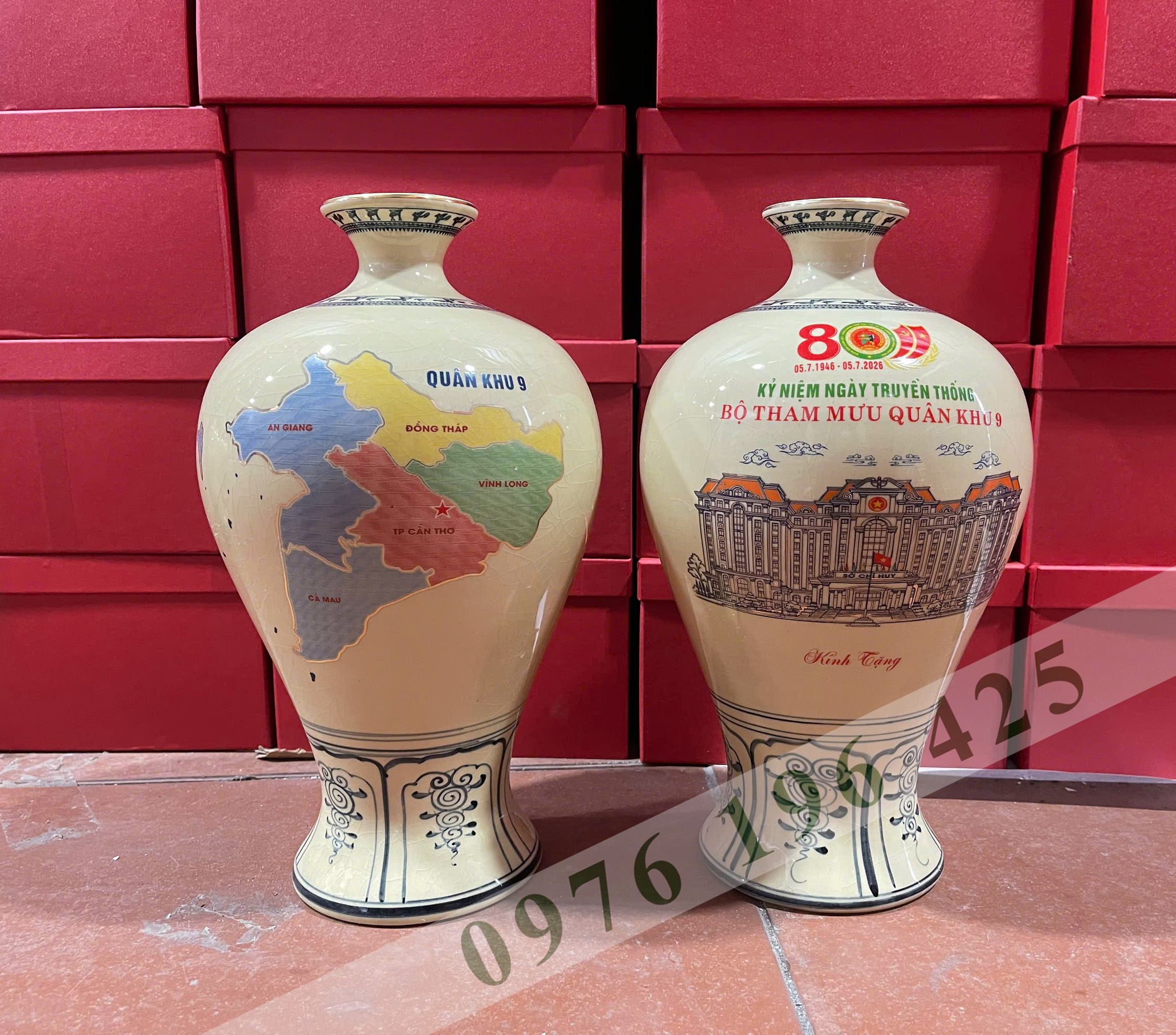 Lọ mai bình men rạn in logo