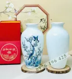 Lọ hoa quà tặng hoa đào xanh vẽ vàng kim