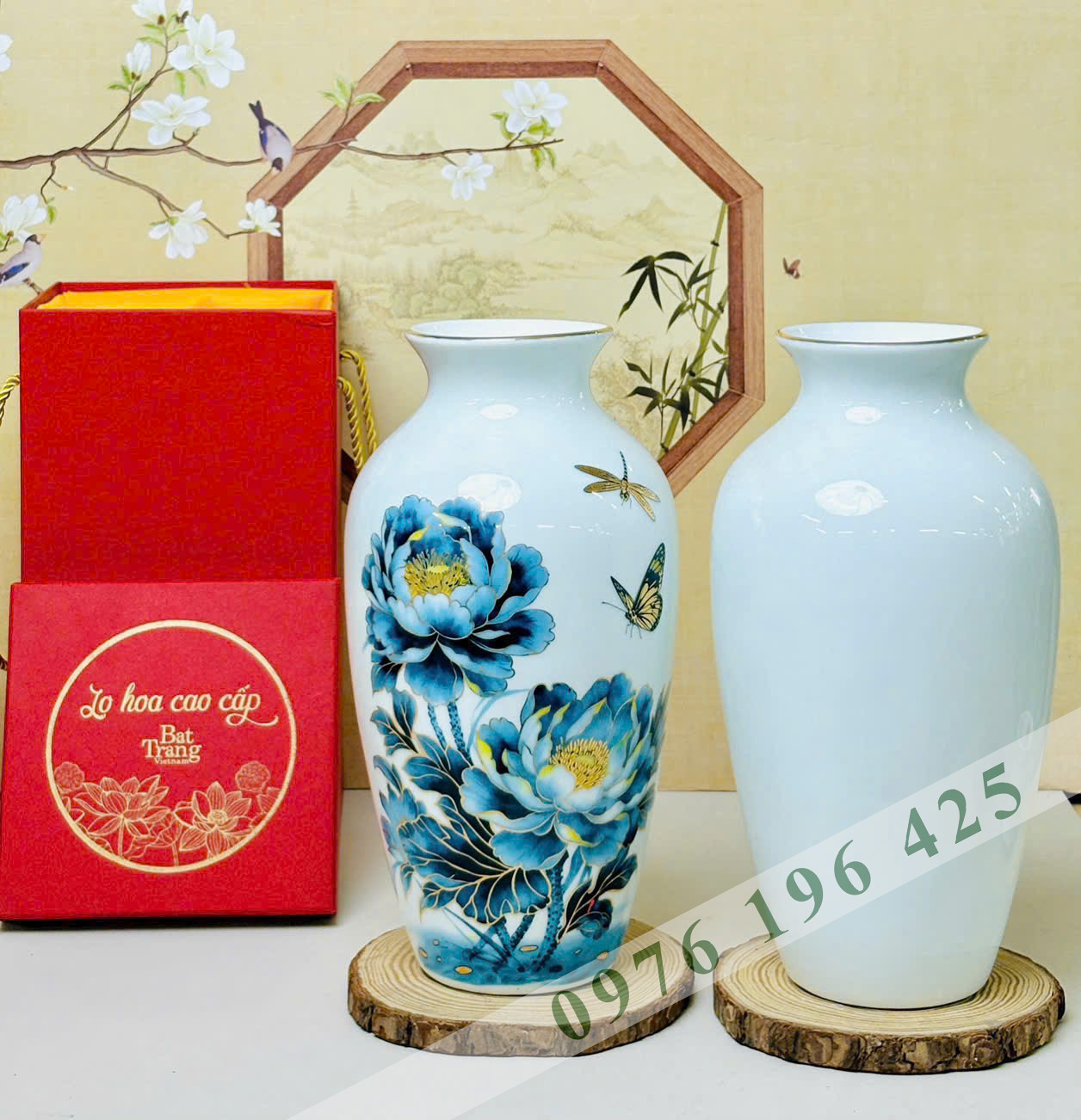Lọ hoa quà tặng hoa mẫu đơn vàng kim