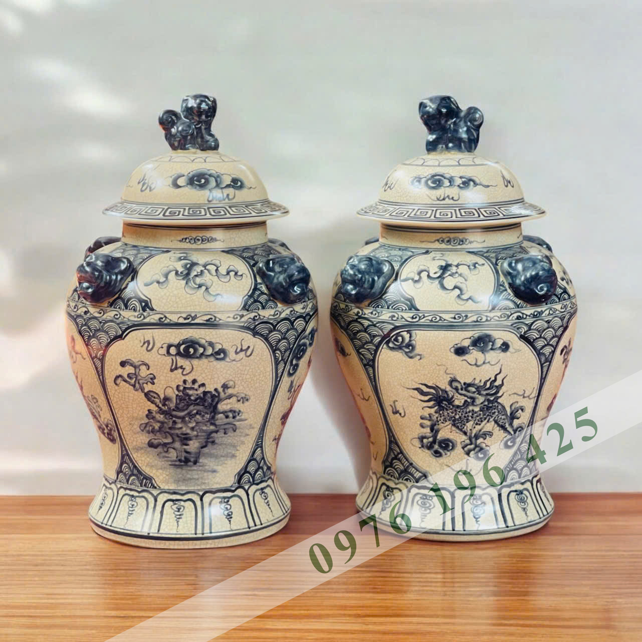 Chóe men rạn vẽ tứ linh 25L