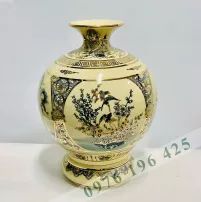 Bình hút tài lộc vẽ tứ cảnh vàng kim men rạn vàng