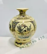 Bình hút tài lộc vẽ tứ cảnh vàng kim men rạn vàng
