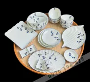 Bộ bát đĩa Bát Tràng vẽ chuồn kim (set 1)