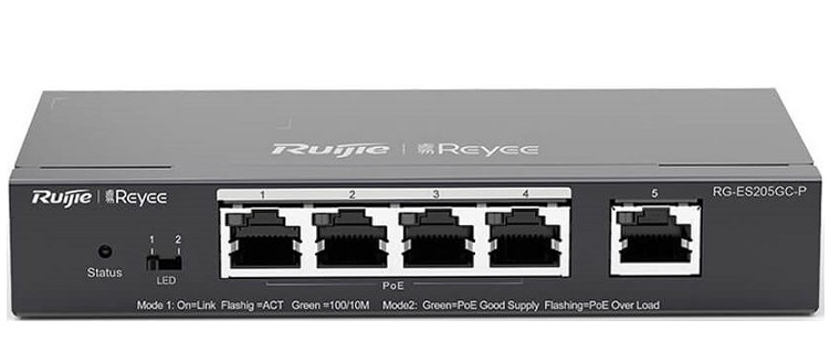 Thiết bị mạng HUB -SWITCH PoE 5 cổng Ruijie RG-ES205GC-P