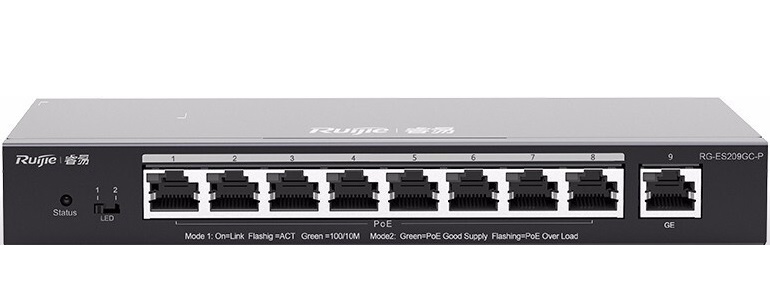 Thiết bị mạng HUB -SWITCH PoE 9 cổng Ruijie RG-ES209GC-P