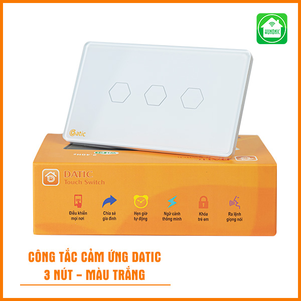 Công Tắc Thông minh Cảm Ứng Datic 3 Nút - Chính hãng bảo hành 12 tháng