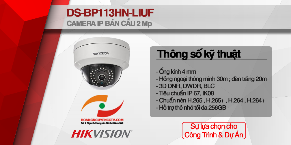 Camera IP 2MP bán cầu HIKVISION DS-BP113HN-LIUF