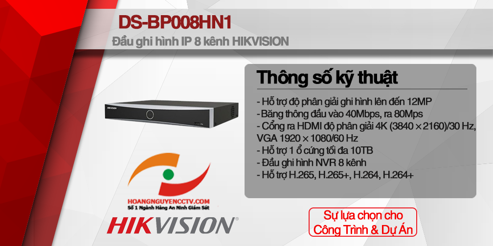 Đầu ghi hình IP 8 kênh HIKVISION DS-BP008HN1