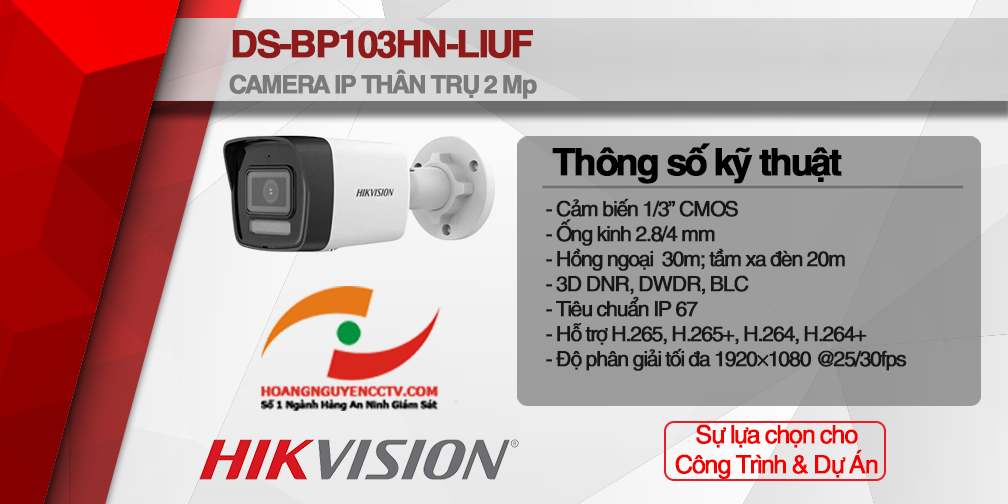 Camera IP thân trụ 2MP DS-BP103HN-LIUF