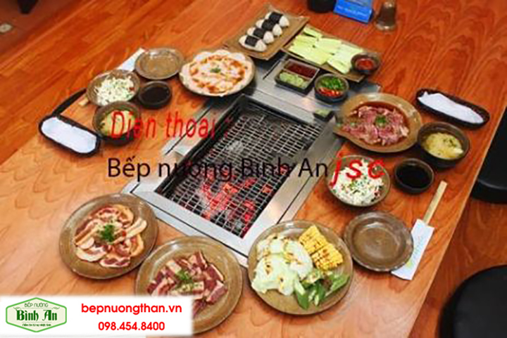 Bếp nướng than âm bàn hình chữ nhật