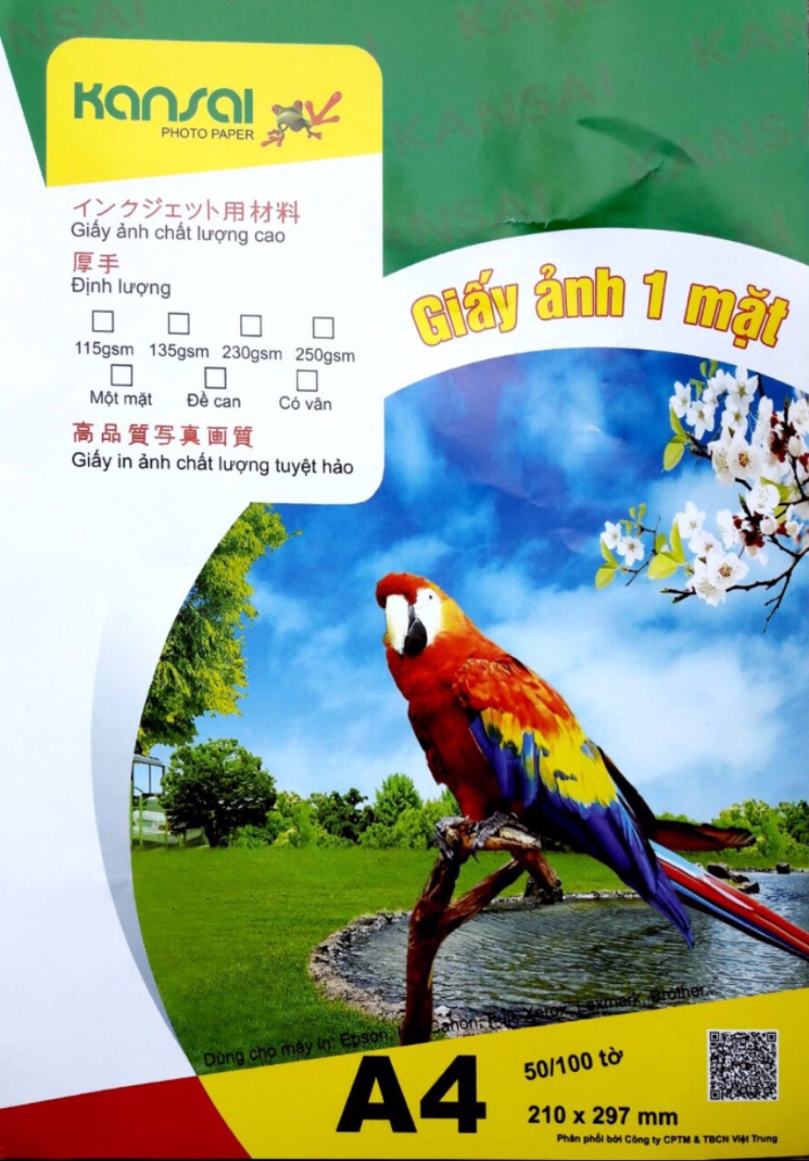 Giấy in ảnh 1 mặt Kansai khổ A4