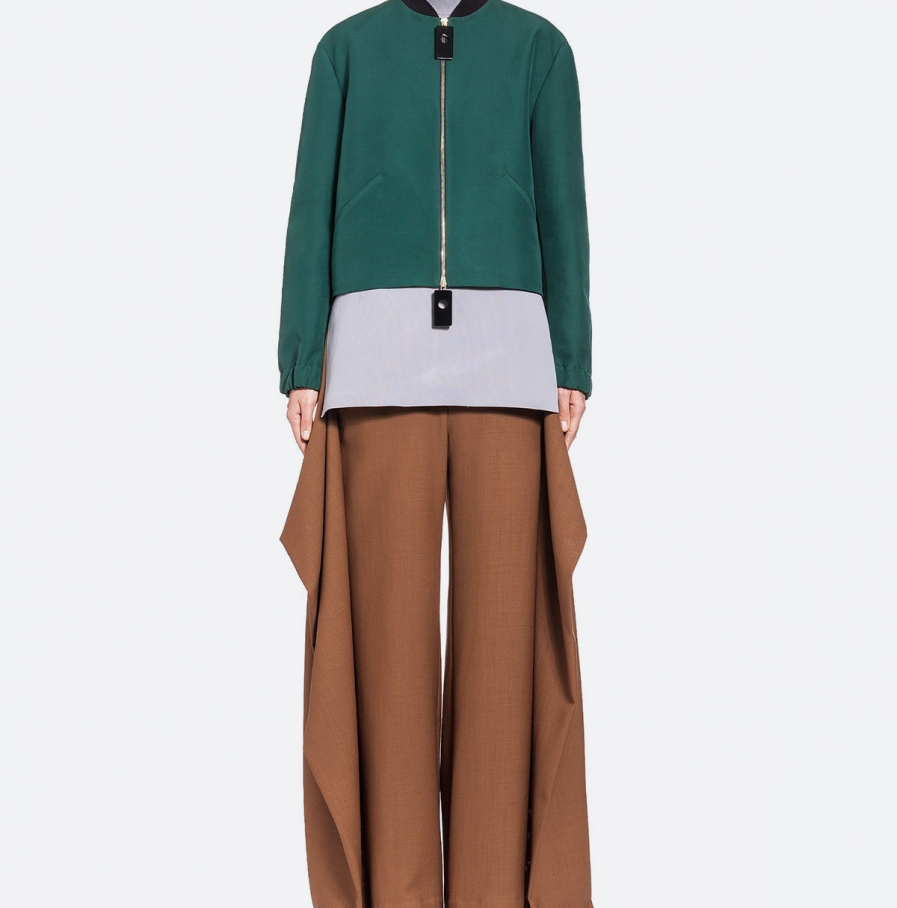 Đầm sát nách Mango xếp ly tùng xanh đen bi trắng