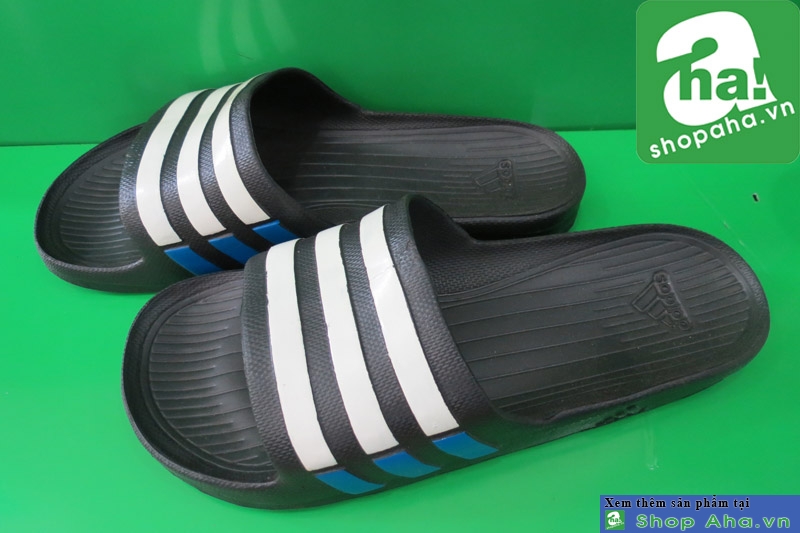 Dép Đúc Adidas Nam Đen Sọc Trắng Xanh DD010